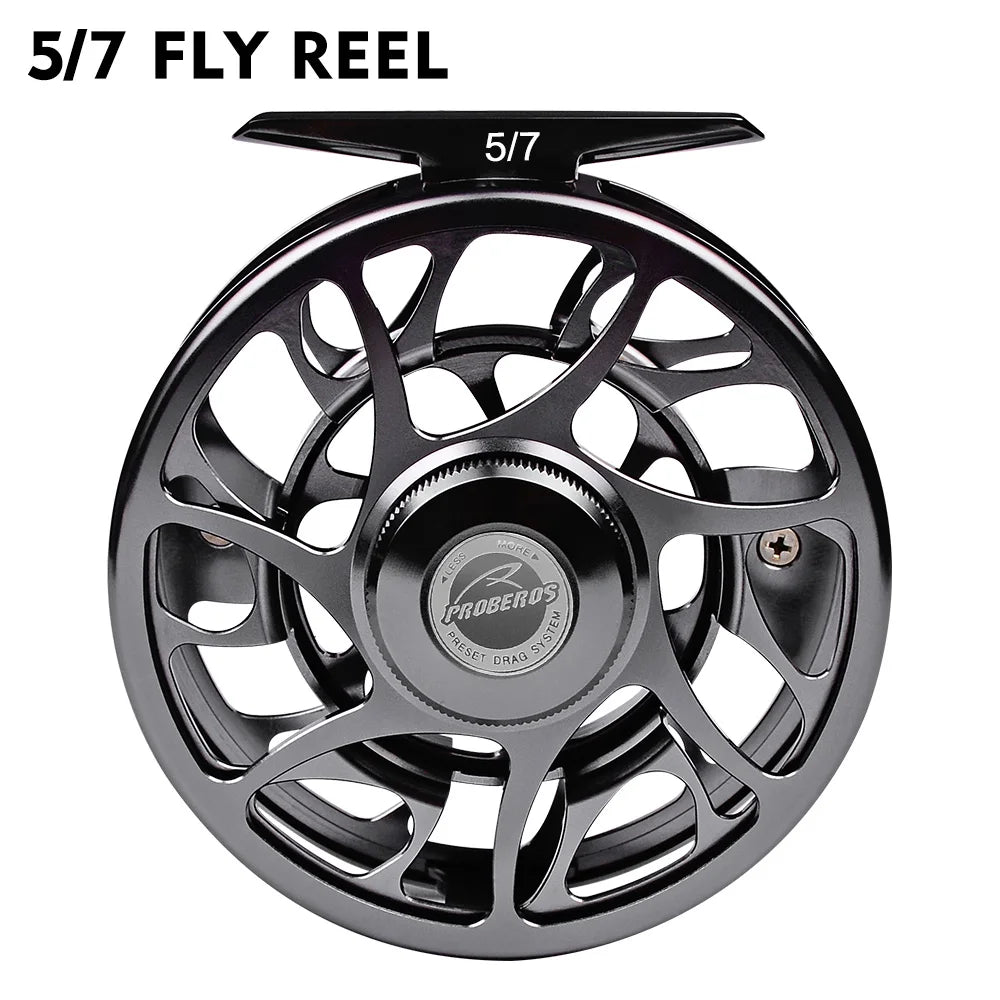 PROBEROS 3+1BB Fly Fishing Wheel 3/4-5/6-7/8 WT Fly Fishing Reel Aluminum Fly Reel CNC Machine Cut Large Arbor Die Casting