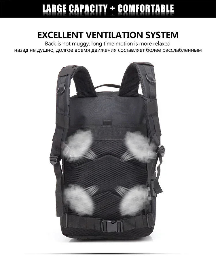 45L Tactical Hunting Backpack Molle Camo Water Resistant Outdoor Field Bag Camping Hiking Trekking Bushcraft Survival Bug Out Bag Large Capacity Rucksack Daypack Men Women Hunters Durable Wear Resistant Heavy Duty Multi Pocke