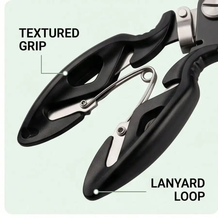 1PCS Black Fishing Pliers, With A Locking Mechanism, Ergonomic Handle, And High-Strength Reset Spring