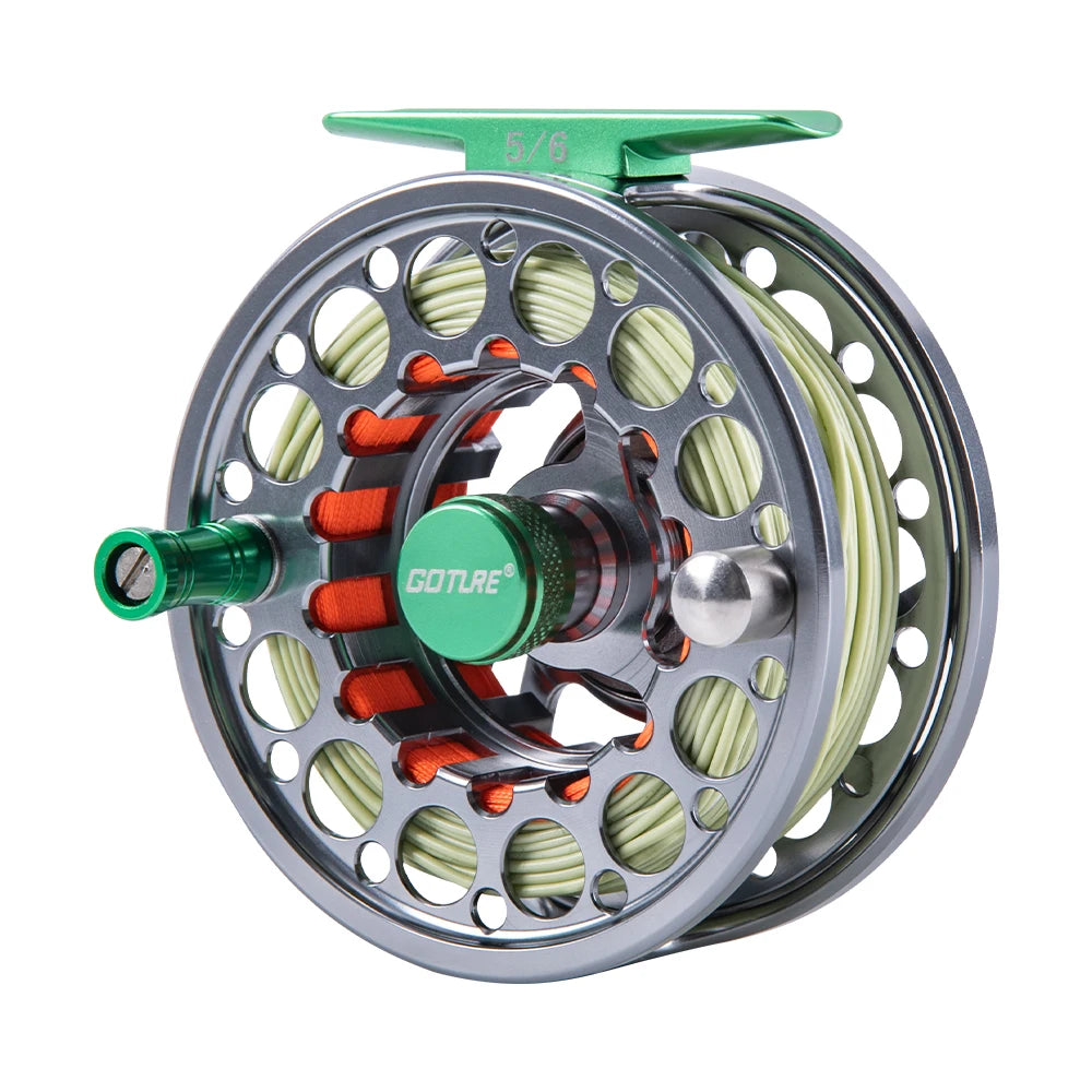 Goture CNC-Fly Fishing Reel with Main Line （WF5 WF6）Set High DIE-CAST Aluminium Alloy 5/6 Fly Wheel Outdoor Fishing Accessories