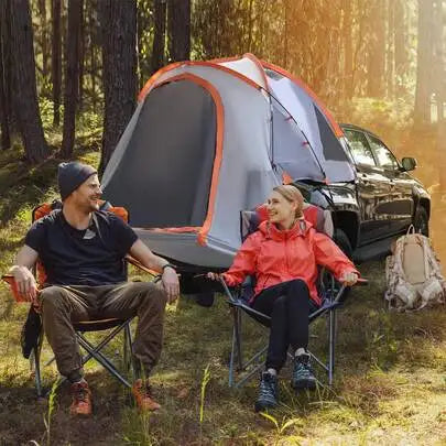 Pickup Truck Bed Tent, Waterproof 2000mm PU Coated Polyester Camping Shelter, Sleeps 2, Fits Full Size and Mid Size Truck Beds, Removable Rainfly, Fiberglass Poles, Mesh Windows, Storage Pockets, Carry Bag, Easy Setup All Sea