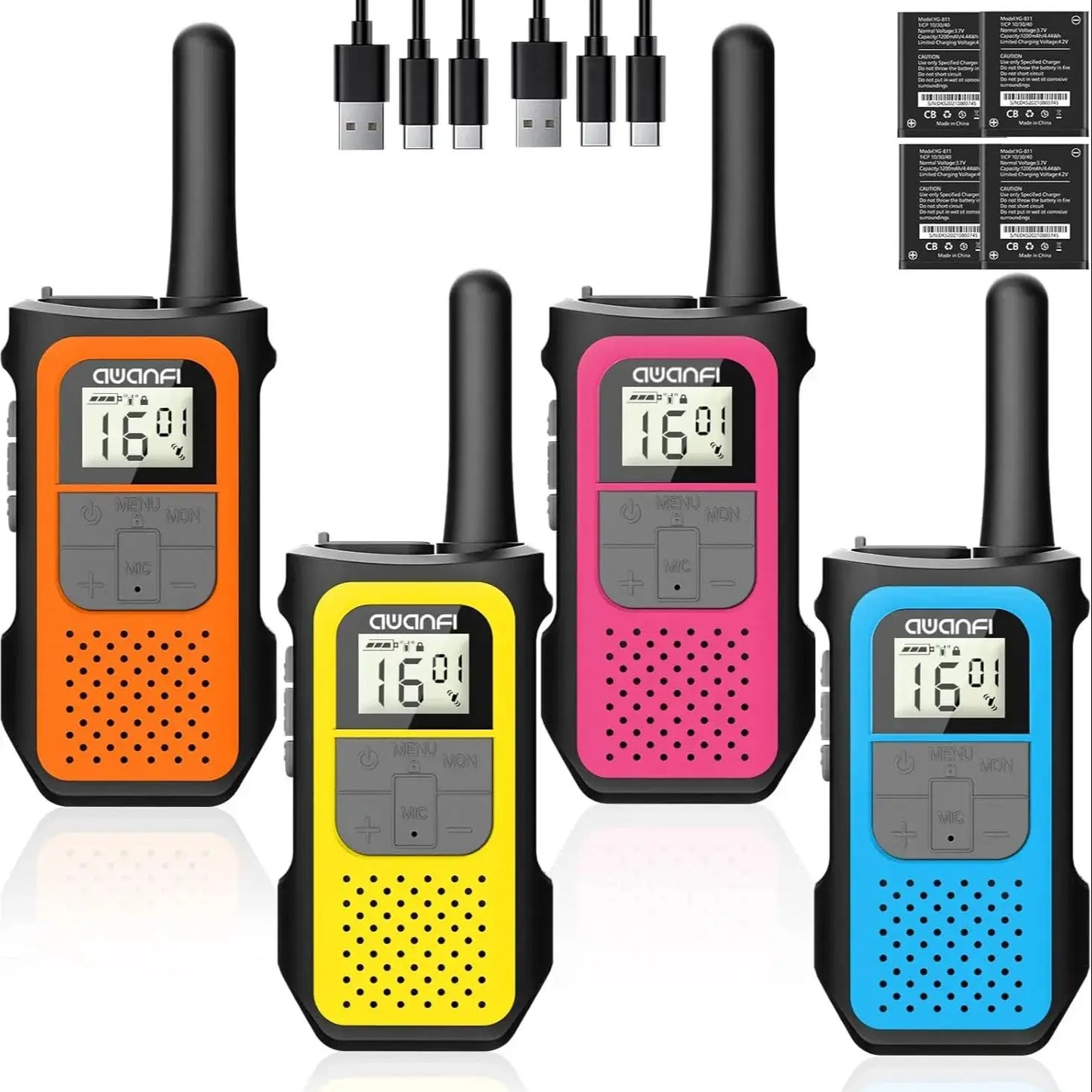 2/3/4 Pack Walkie Talkies for Adults and Kids, Long Range Rechargeable 2 Way Radios with VOX for Camping Hiking Cycling