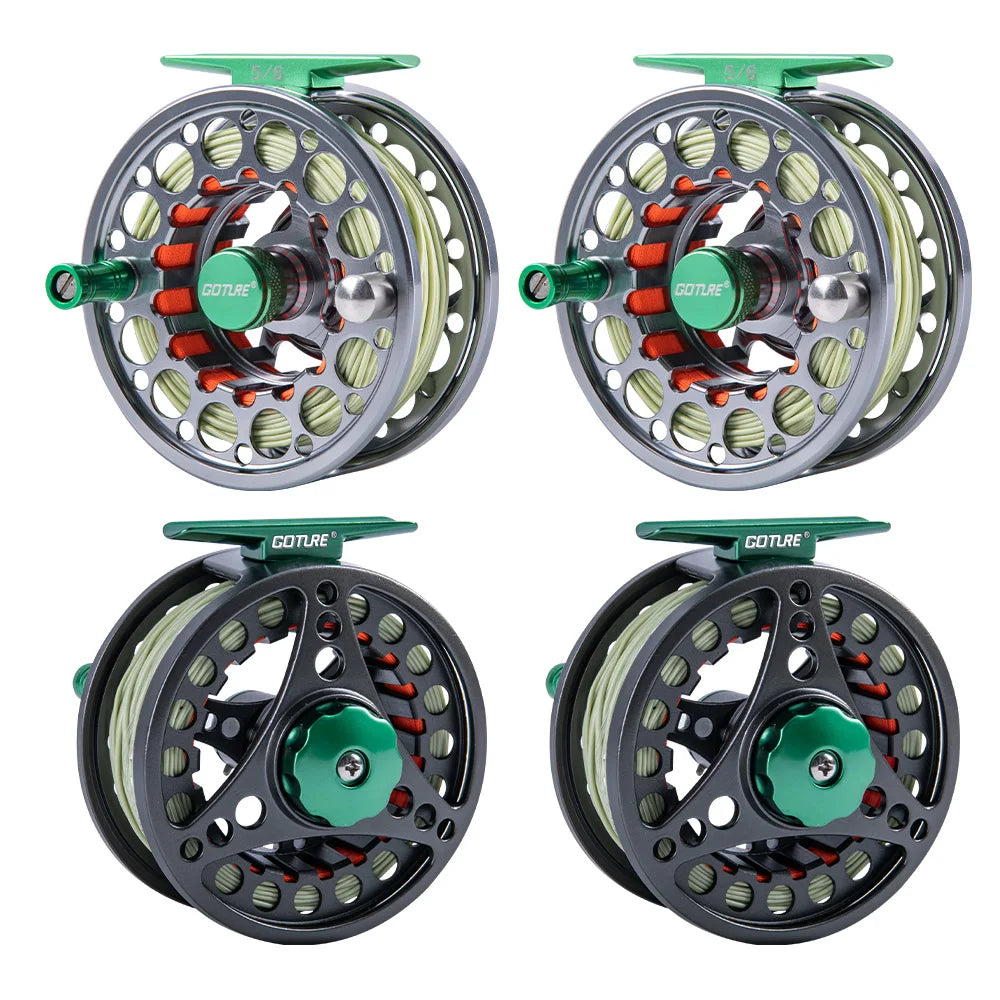 Goture CNC-Fly Fishing Reel with Main Line （WF5 WF6）Set High DIE-CAST Aluminium Alloy 5/6 Fly Wheel Outdoor Fishing Accessories