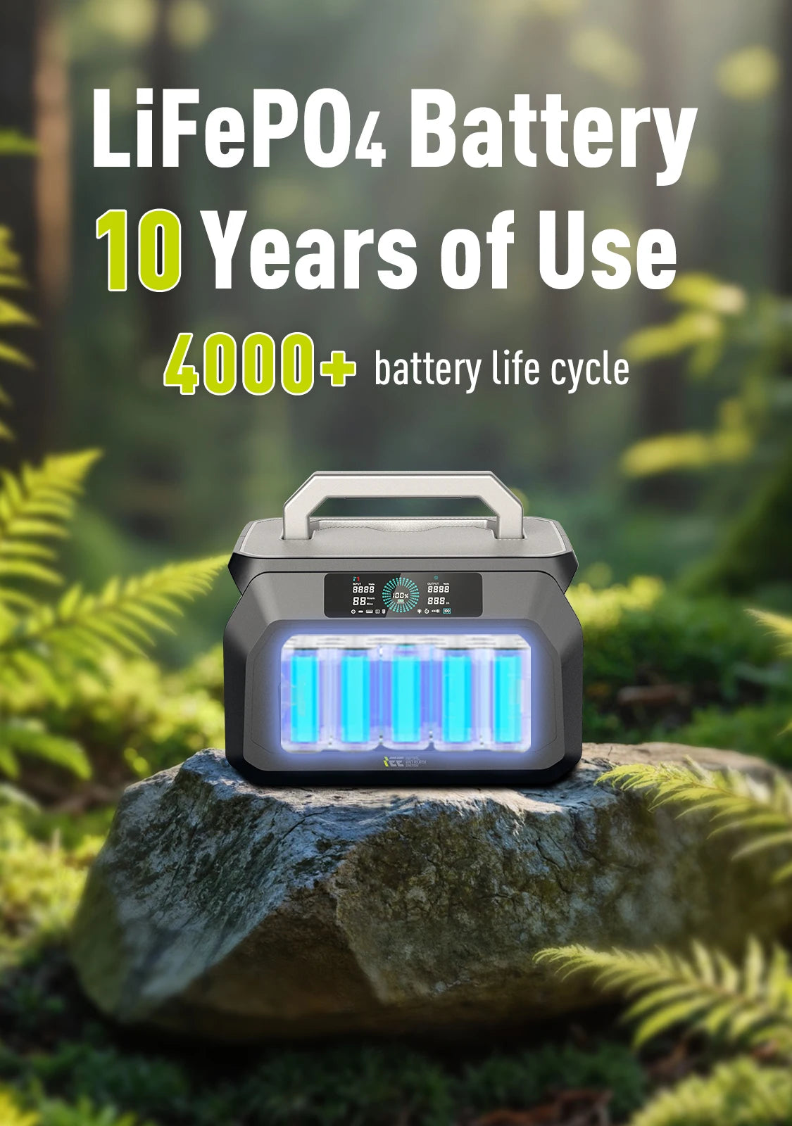 IEE 800W Portable Power Station, 512Wh LiFePO4 Generator, 1600W Peak Solar Generators, 800 Wat Power Source, 2x800W AC Outlets Lightweight & Quiet Solar Generator for Camping, Home Emergency, RV & Outdoor Travel