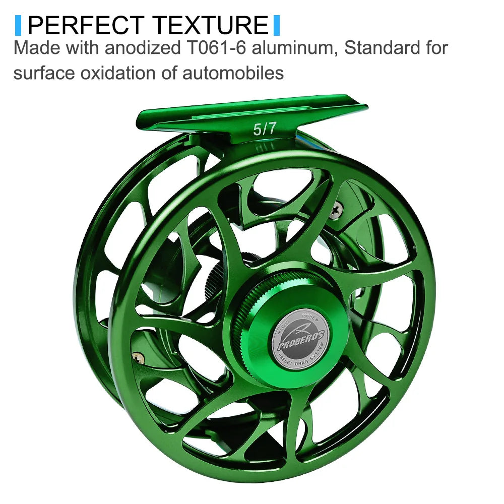 PROBEROS 3+1BB Fly Fishing Wheel 3/4-5/6-7/8 WT Fly Fishing Reel Aluminum Fly Reel CNC Machine Cut Large Arbor Die Casting