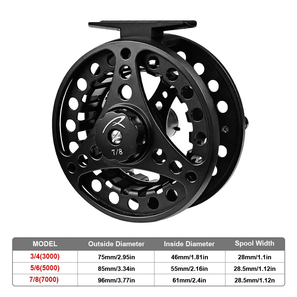 Full Metal Fly Fishing Reel Aluminum Alloy Body Reel with Machined 3/4 5/6 7/8 Fishing Fly Reel