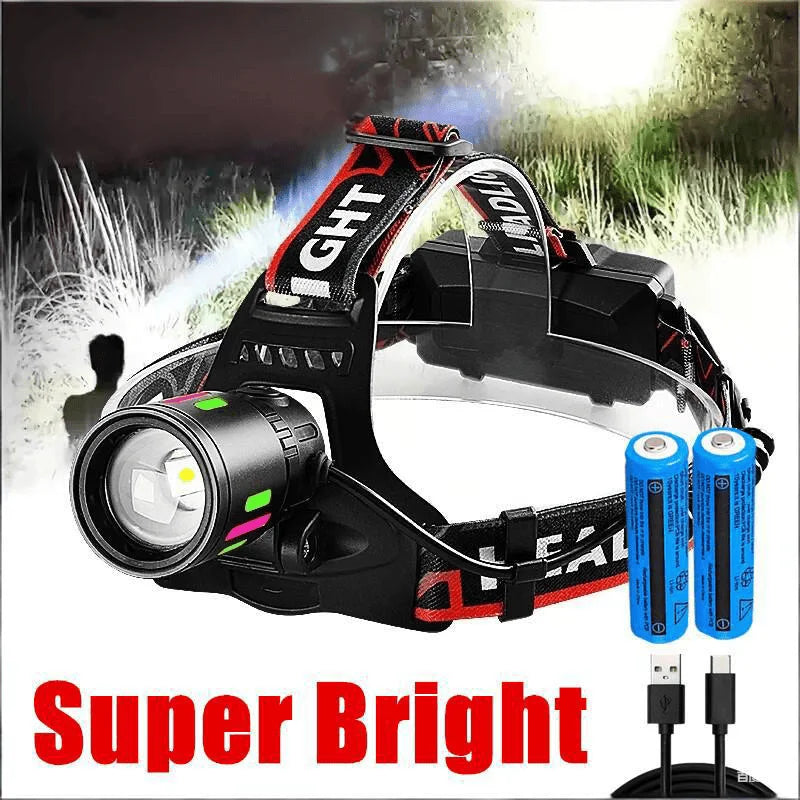 3Modes Tail Warning Rechargeable LED Headlamp Headlight Zoomable Lamp Flashlight(Must Provide A Hazardous Materials Shipping Hot