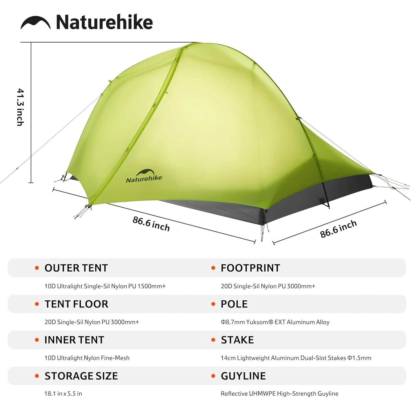 Naturehike Star Trail EXT Hiking Tent Outdoor Camping Ultralight Rainstorm Protection Wild Tent 1-2 Person 0D Nylon Backpacking Tent