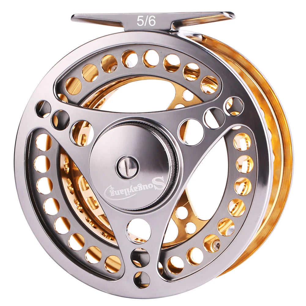 Sougayilang Fly Fishing Reel Large Arbor 2+1 BB with CNC-machined Aluminum Alloy Body and Spool Fly Reels Pesca