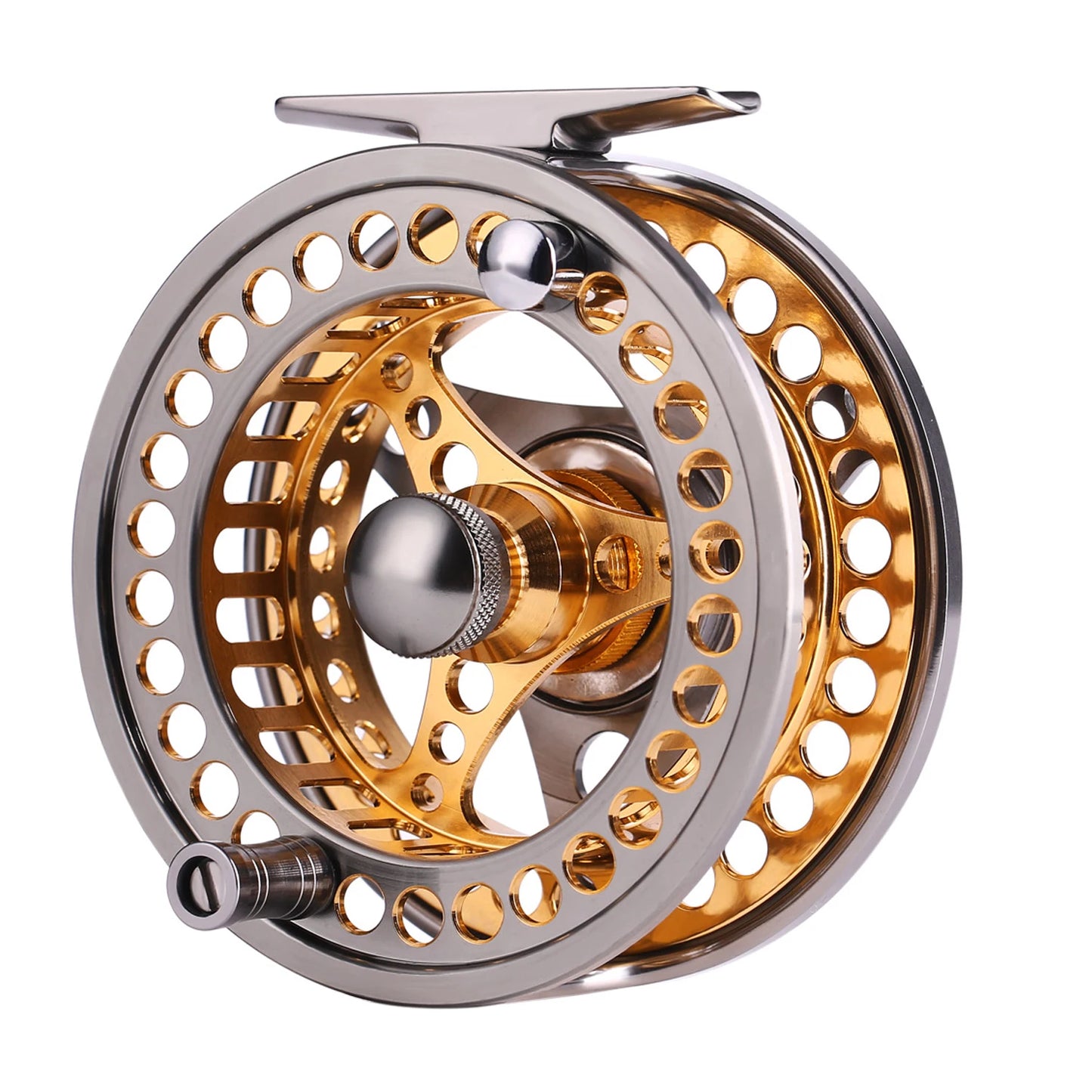 Sougayilang Multicolor Fly Fishing Reel CNC Aluminium Alloy Spool with Non-Slip Drag Knob Brake Disc for Better Fishing Pesca