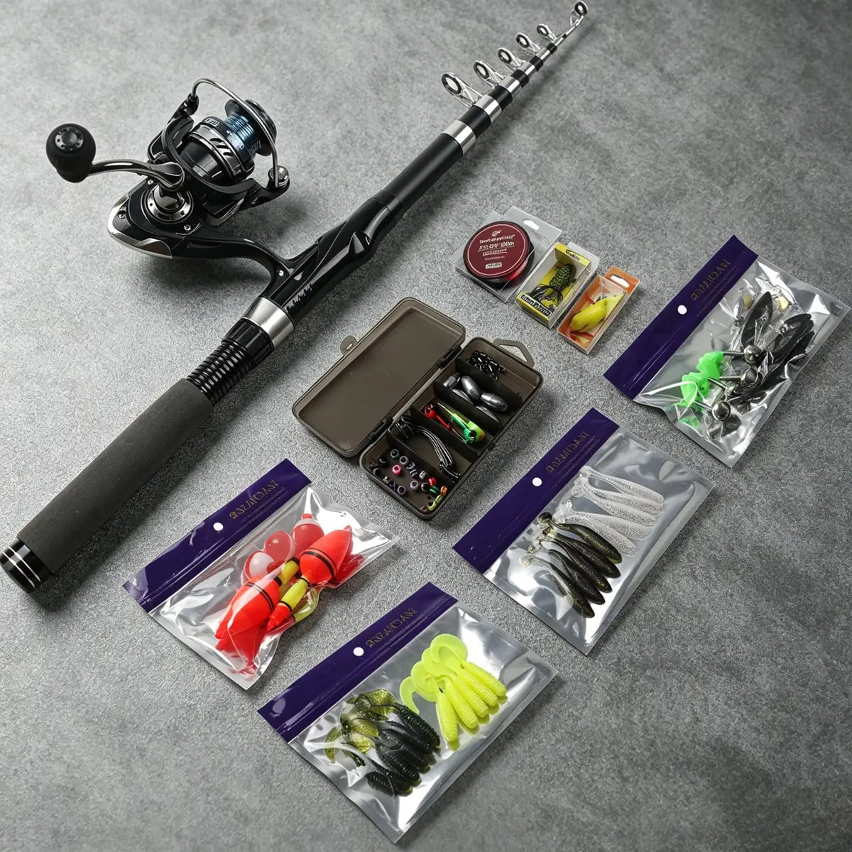 86-Piece Telescopic Fishing Rod & Reel Combo Kit, Portable Bass Fishing Tackle Set With Lures, Line, Hooks & Carry Bag For Freshwater Fishing