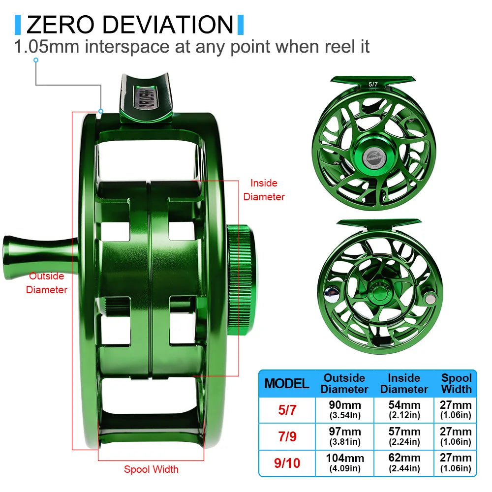 PROBEROS 3+1BB Fly Fishing Wheel 3/4-5/6-7/8 WT Fly Fishing Reel Aluminum Fly Reel CNC Machine Cut Large Arbor Die Casting