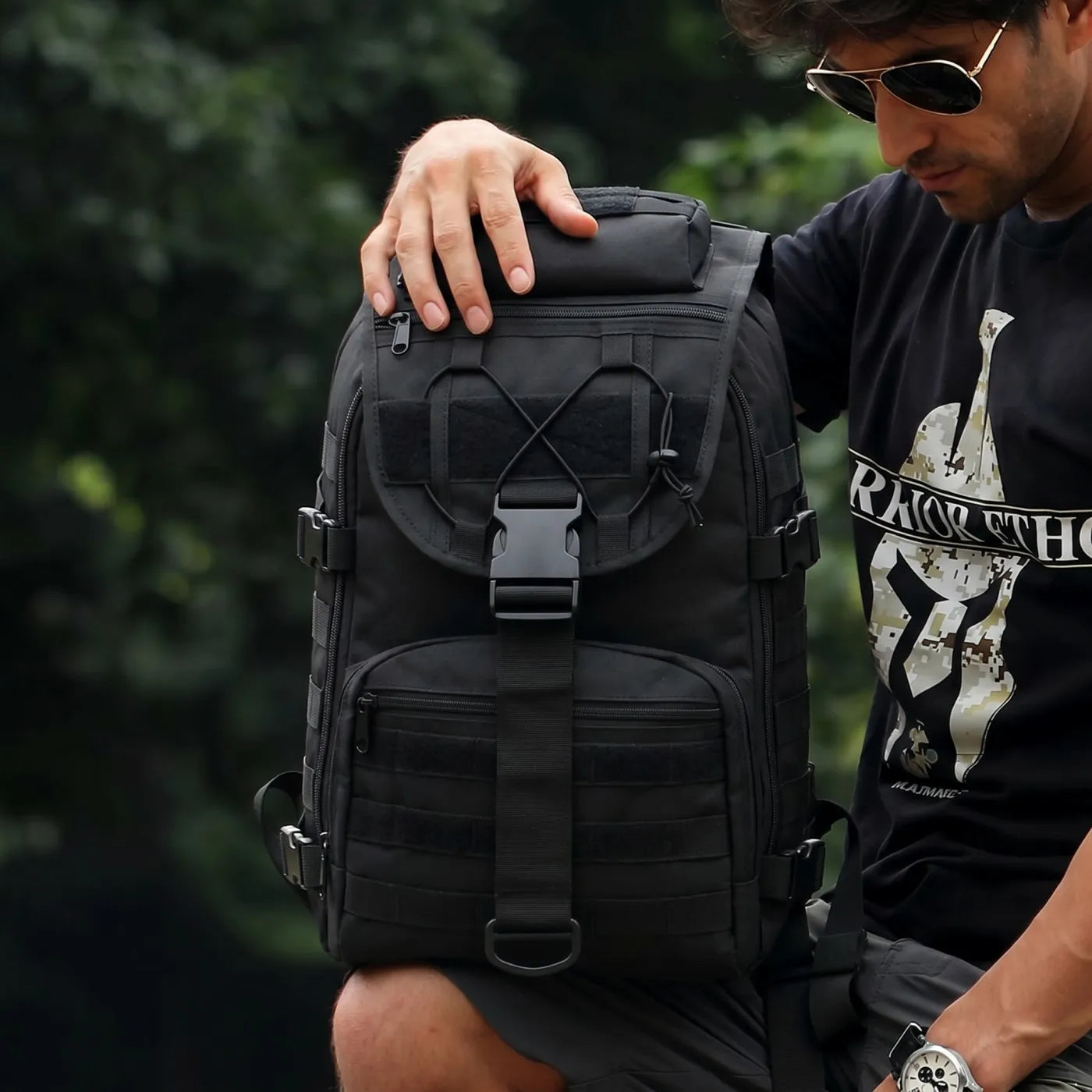 35L Fishing Tackle Backpack with MOLLE System & Multiple Sub-Pockets, Water-Resistant Outdoor Rucksack for Freshwater Saltwater Kayak River Angling Gear