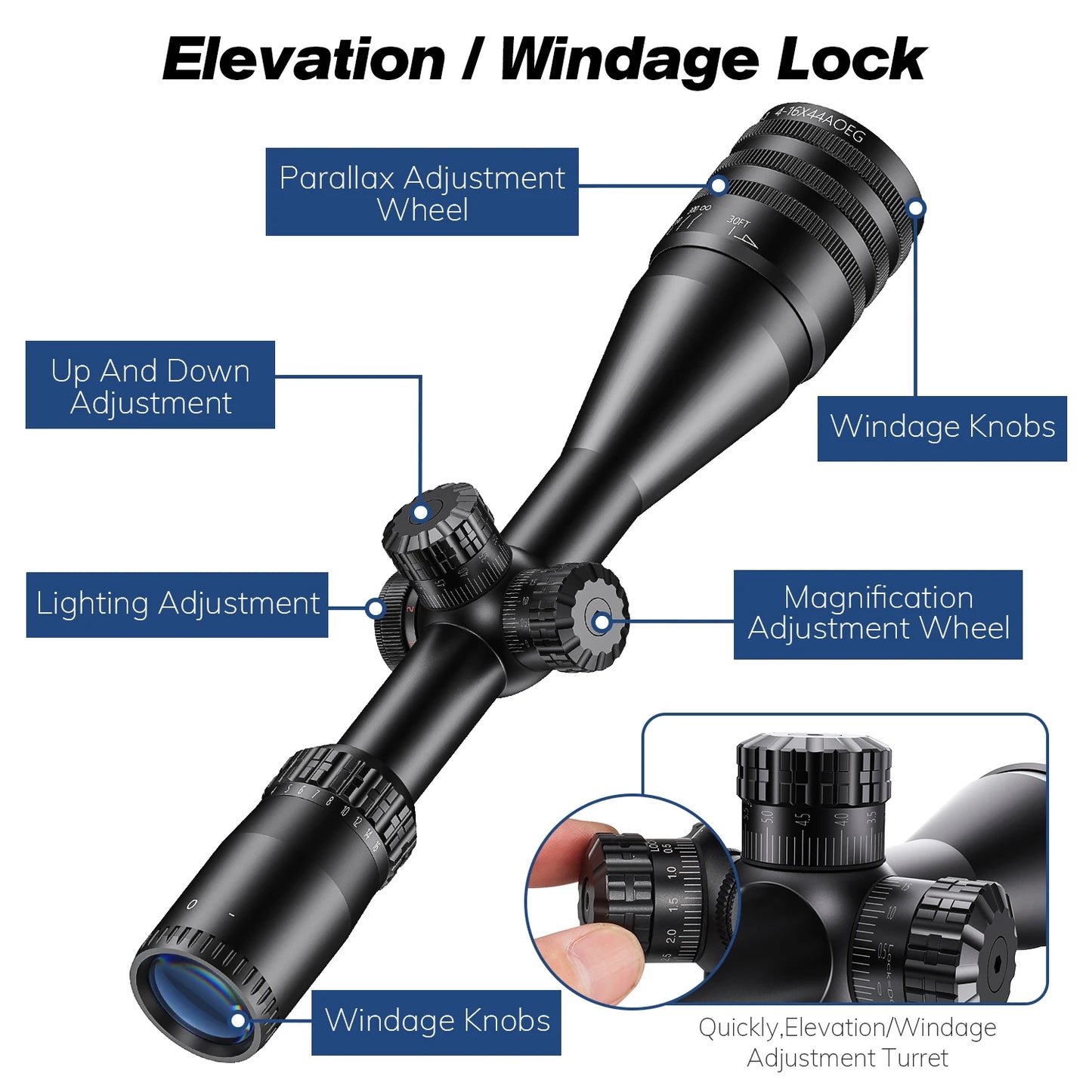 Tactical 4-16x44 AOE Scopes Hunting Scopes Tactical Air Luneta Para Rife De Caça Red Green Illuminated Sight