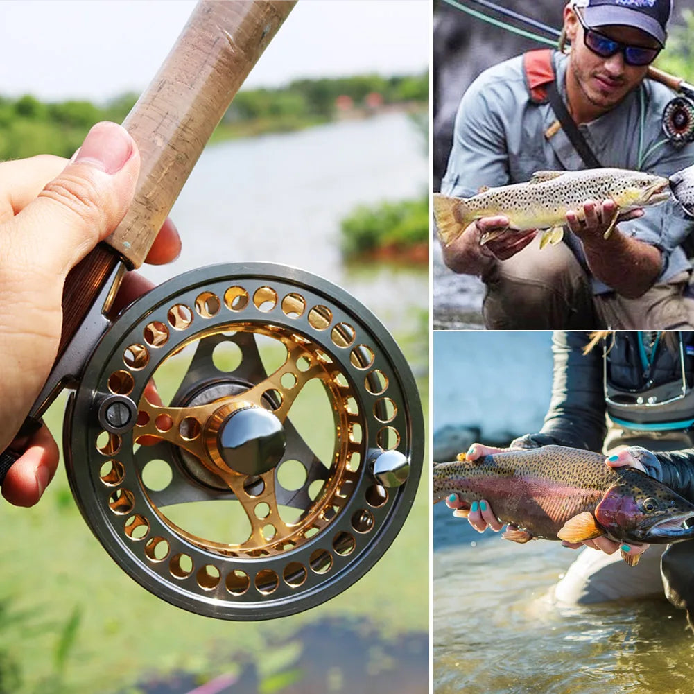 Sougayilang Fly Fishing Reel Large Arbor 2+1 BB with CNC-machined Aluminum Alloy Body and Spool Fly Reels Pesca